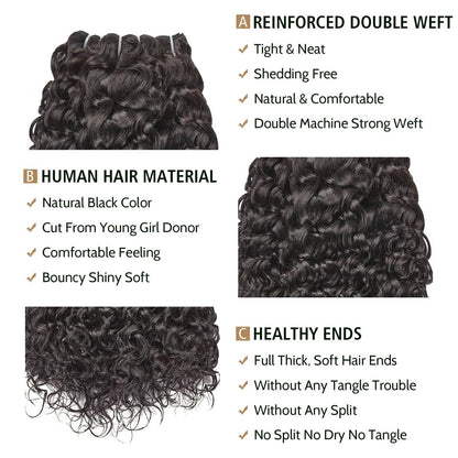 WEQUEEN 16A Deep Wave Water Wave 100% Unprocessed Brazilian Virgin Human Hair Bundles 20 Inch Quick Weave Real Hair Extensions