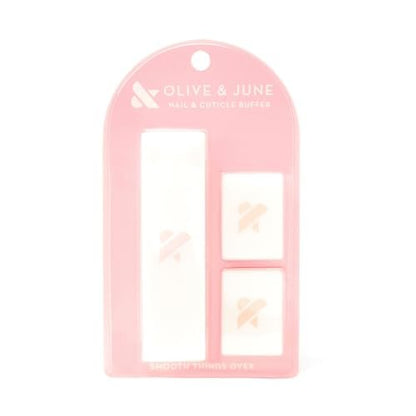 Olive & June Buffer Pack | 1 Full-Size + 2 Mini Nail Buffers for Manicures and Pedicures | Gentle Multi-Grit Buffers for Cuticles, Smoothing & Nail Prep | Salon-Quality Nail Tools for At-Home Use