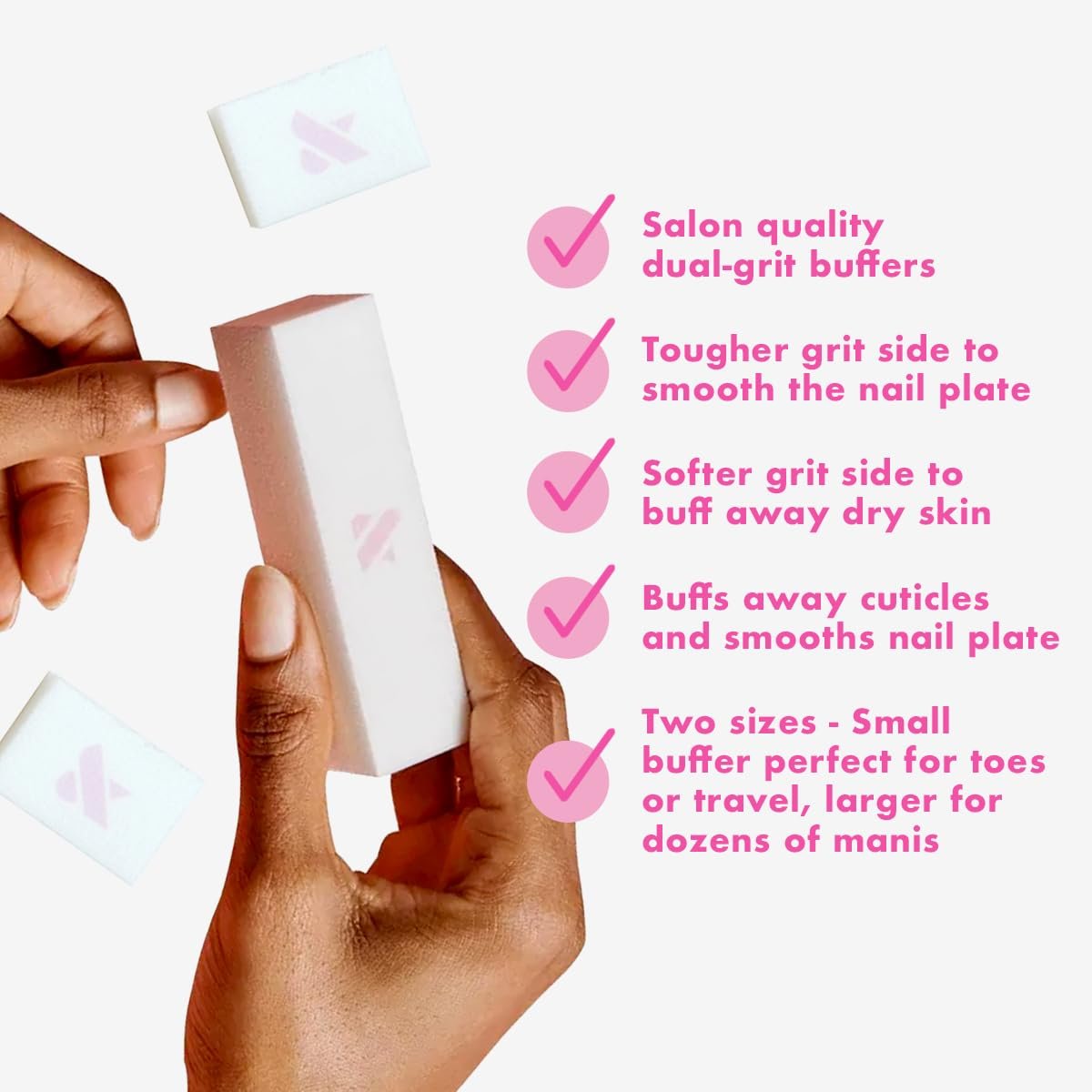 Olive & June Buffer Pack | 1 Full-Size + 2 Mini Nail Buffers for Manicures and Pedicures | Gentle Multi-Grit Buffers for Cuticles, Smoothing & Nail Prep | Salon-Quality Nail Tools for At-Home Use - görsel 5