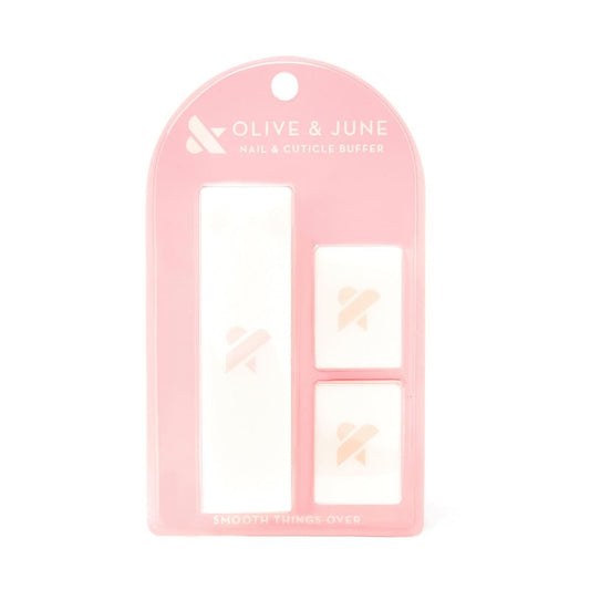 Olive & June Buffer Pack | 1 Full-Size + 2 Mini Nail Buffers for Manicures and Pedicures | Gentle Multi-Grit Buffers for Cuticles, Smoothing & Nail Prep | Salon-Quality Nail Tools for At-Home Use