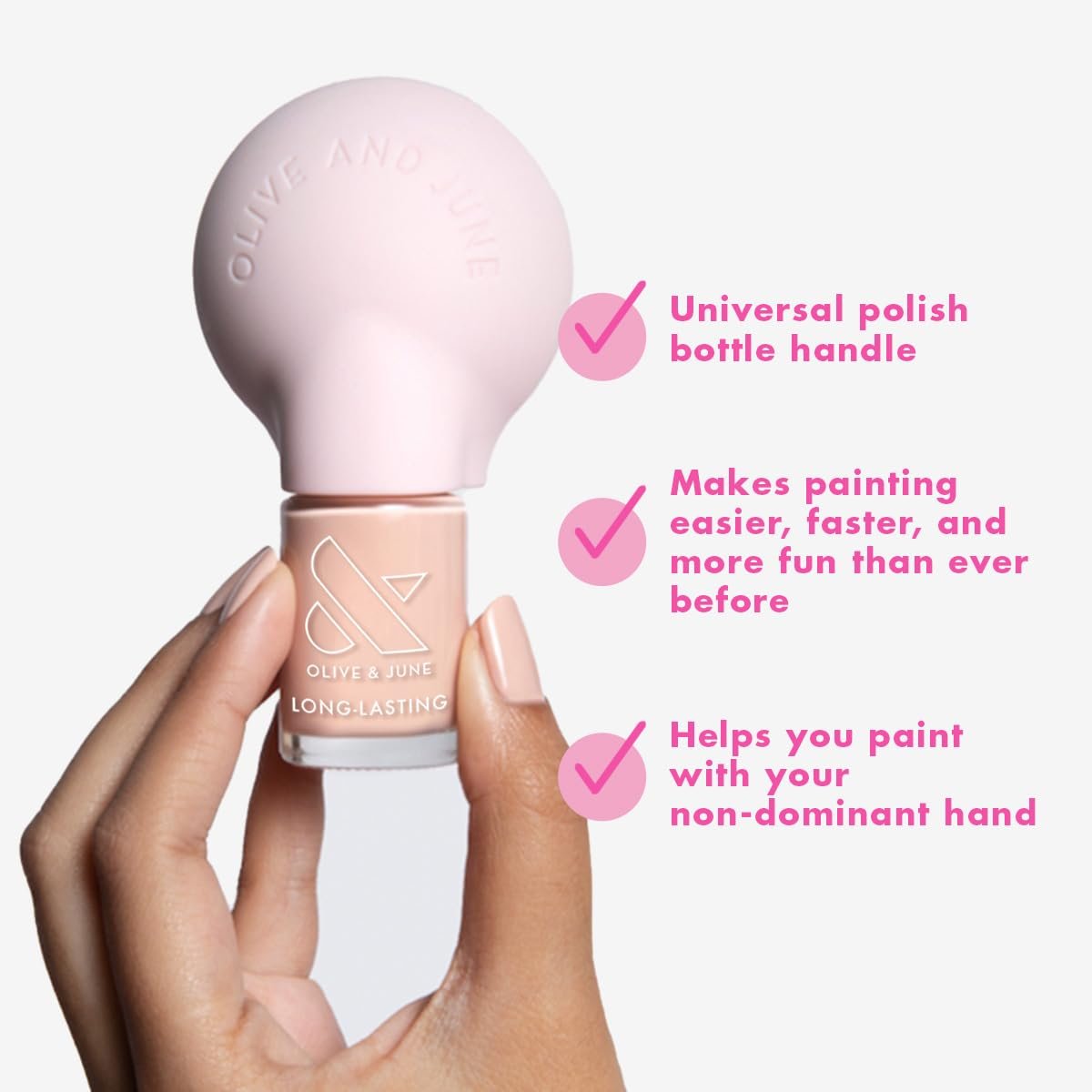 Olive & June The Poppy Universal Nail Polish Bottle Handle – Ergonomic Silicone Grip for Easy At-Home Manicure Avelisse
