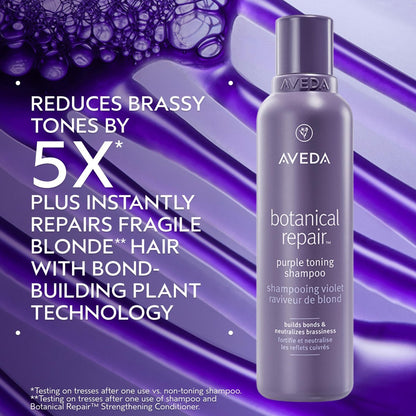Aveda Botanical Repair Purple Toning Shampoo – Reduces Brassy Tones for Blonde, Silver & Grey Hair – Silicone Free & 96% Naturally Derived – 6.7 fl oz Avelisse