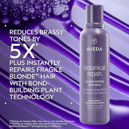 Aveda Botanical Repair Purple Toning Shampoo – Reduces Brassy Tones for Blonde, Silver & Grey Hair – Silicone Free & 96% Naturally Derived – 6.7 fl oz Avelisse