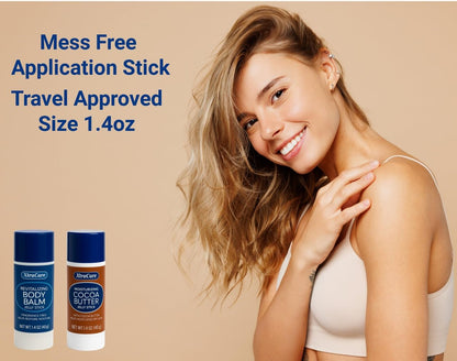 Fragrance Free Body Balm Stick with Petroleum Jelly - 2 Pack Moisturizing Travel Size Balm for Dry Skin - Mess-Free Application & Deep Hydration - 1.4oz Each Portable Skin Care Stick