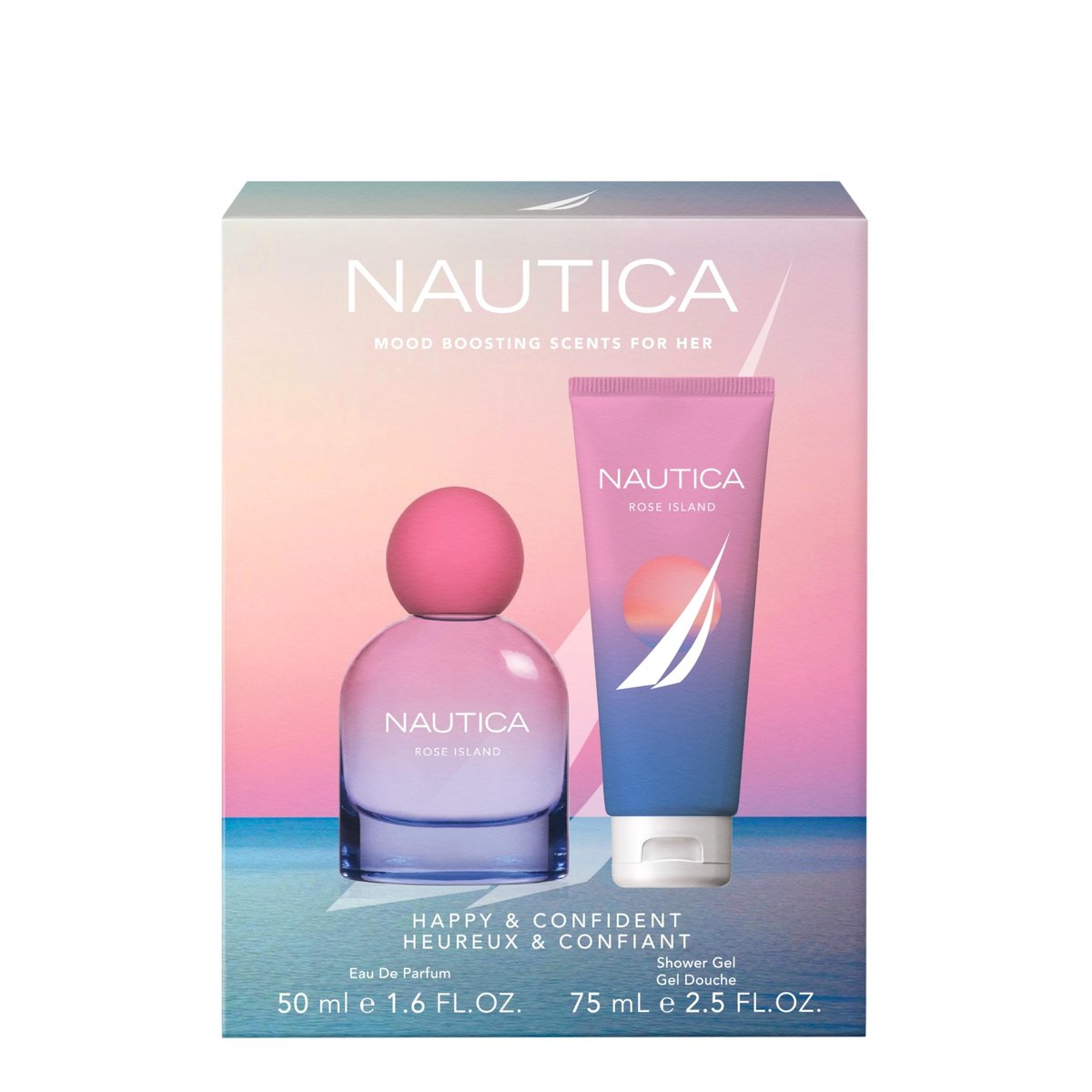Nautica for Her Rose Island Giftset - 1.6 fl oz EDP + 2.5 fl oz Shower Gel | Long Lasting Women's Fragrance with Lemon, Rose, and Musk Avelisse