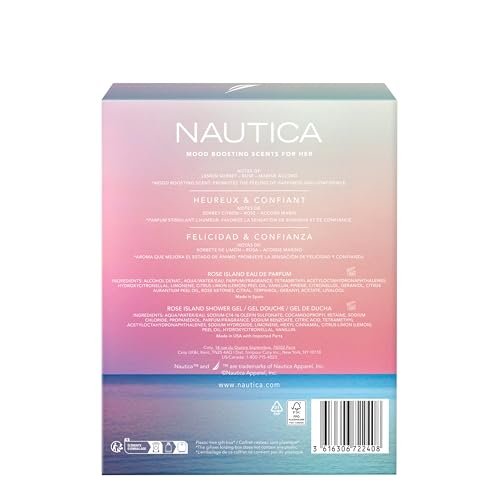 Nautica for Her Rose Island Giftset - 1.6 fl oz EDP + 2.5 fl oz Shower Gel | Long Lasting Women's Fragrance with Lemon, Rose, and Musk Avelisse