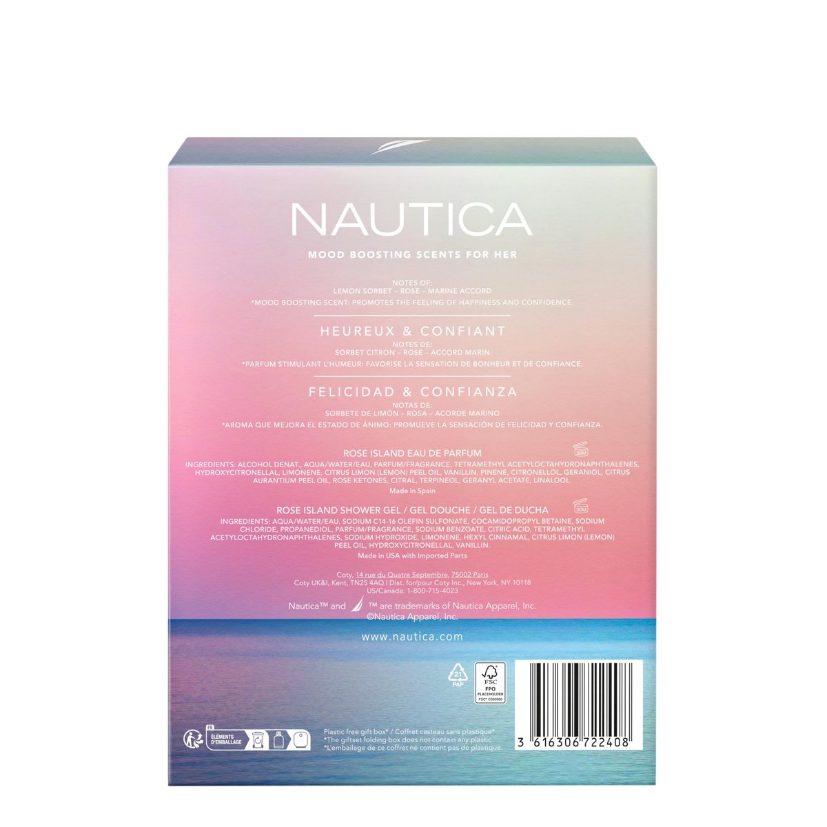 Nautica for Her Rose Island Giftset - 1.6 fl oz EDP + 2.5 fl oz Shower Gel | Long Lasting Women's Fragrance with Lemon, Rose, and Musk Avelisse