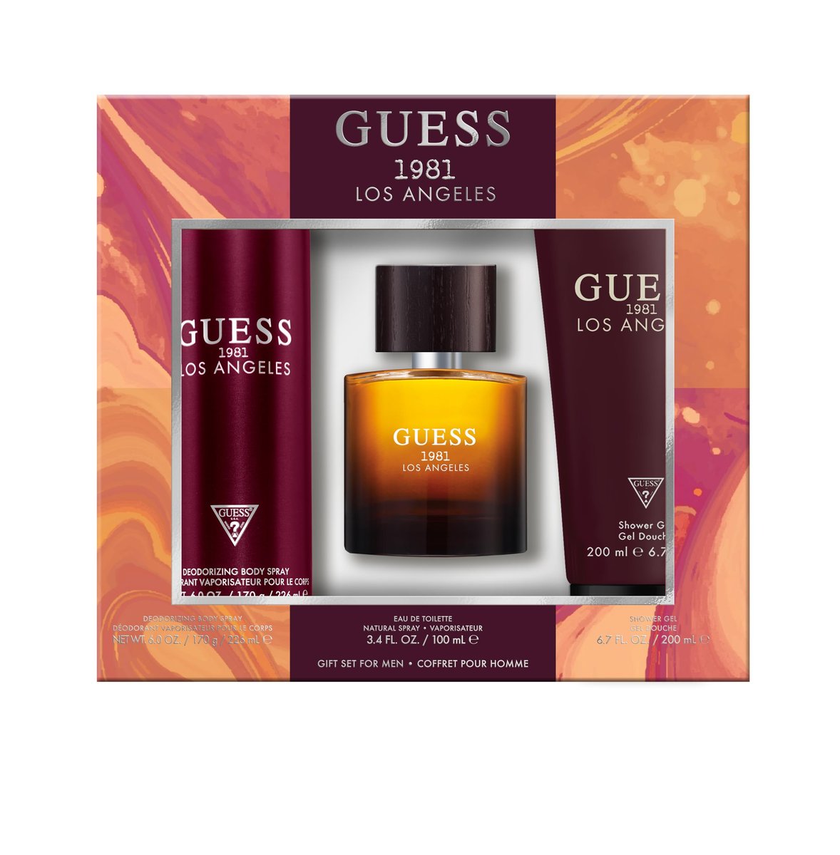 Guess 1981 Los Angeles Men's 3-Piece Fragrance Gift Set: Eau de Toilette, Body Spray & Shower Gel Avelisse