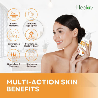 Herblov Kojic Acid Lotion – Skin Brightening Body Lotion for Age Spots, Hyperpigmentation, Intimate Areas – Dark Spot Remover, Reduces Acne Scars and Evens Tone – 10 oz