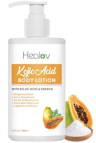 Herblov Kojic Acid Lotion – Skin Brightening Body Lotion for Age Spots, Hyperpigmentation, Intimate Areas – Dark Spot Remover, Reduces Acne Scars and Evens Tone – 10 oz - görsel 2