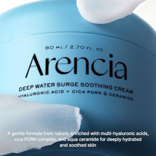 ARENCIA Deep Water Surge Soothing Cream – 2.70 fl oz with Hyaluronic Acid, Cica, PDRN & Ceramide for Intense Hydration and Barrier Repair Avelisse