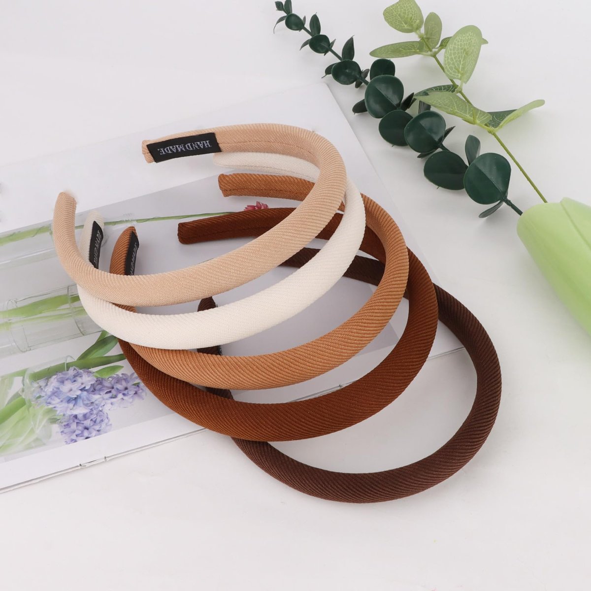 CURASA Sponge Padded Headbands for Women Girls 5 Pack - Non Slip Comfortable Thin Neutral Head Bands Trendy Cute Hair Hoops Elegant Solid Hair Accessories - görsel 13