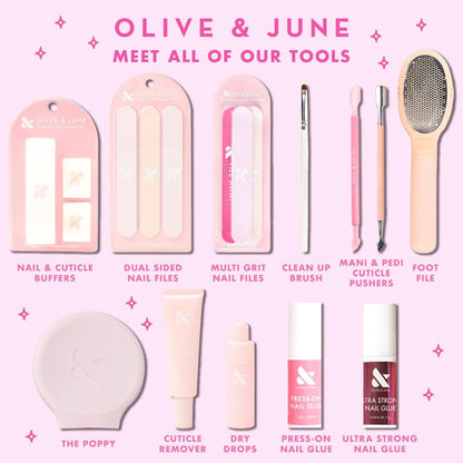 Olive & June Dry Drops - Quick Drying Polish Drops with Jojoba Oil - Touch-Dry in 80 Seconds - Easy One-Handed Application - Vegan & Cruelty-Free