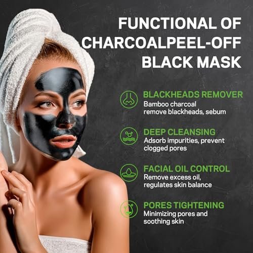AMOADO Blackhead Remover Mask, Charcoal Peel Off Face Mask Kit (100g) – Deep Pore Cleansing, Oil Control, Blackheads Peel Off Mask for Men & Women – Includes Brush & Extractor Tool - görsel 8