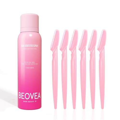 BEOVEA Hair Identifier Spray for Face Shaving - Gentle Dermaplane Spray for Smooth, Glowing Skin, Suitable for All Skin Types, Includes 6 Razors (Pink, 4 Fl Oz) - görsel 1