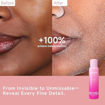 BEOVEA Hair Identifier Spray for Face Shaving - Gentle Dermaplane Spray for Smooth, Glowing Skin, Suitable for All Skin Types, Includes 6 Razors (Pink, 4 Fl Oz)