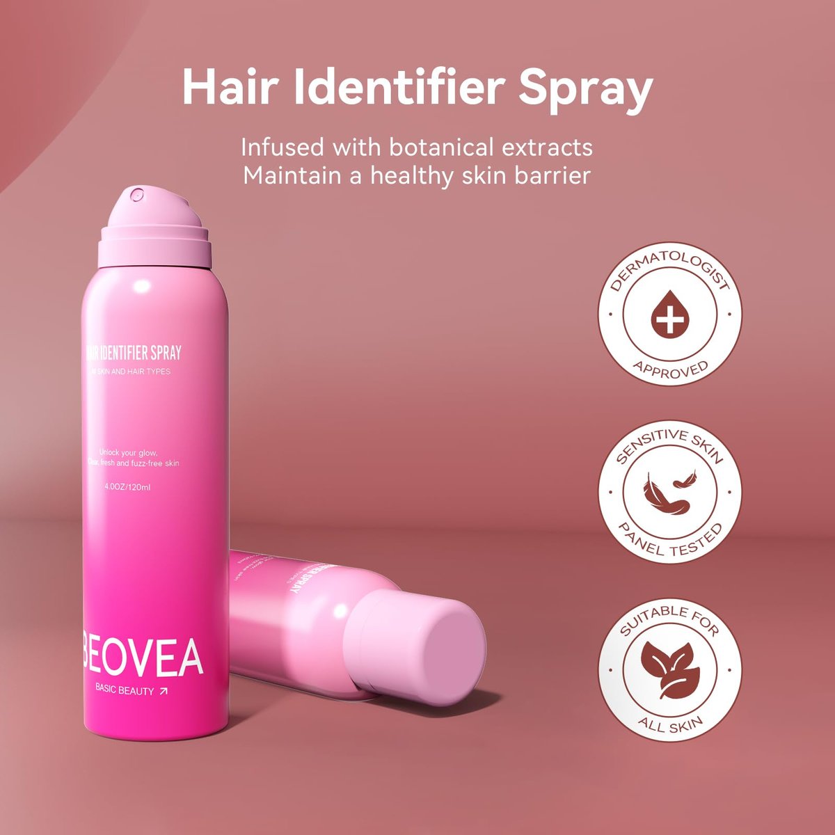BEOVEA Hair Identifier Spray for Face Shaving - Gentle Dermaplane Spray for Smooth, Glowing Skin, Suitable for All Skin Types, Includes 6 Razors (Pink, 4 Fl Oz) - görsel 10