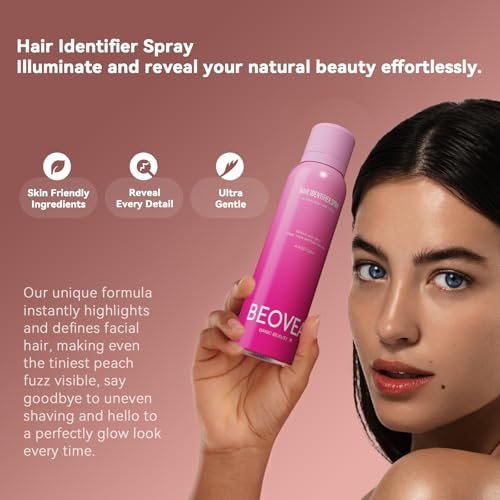 BEOVEA Hair Identifier Spray for Face Shaving - Gentle Dermaplane Spray for Smooth, Glowing Skin, Suitable for All Skin Types, Includes 6 Razors (Pink, 4 Fl Oz) - görsel 5
