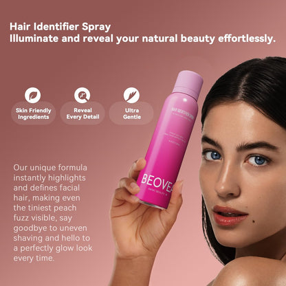 BEOVEA Hair Identifier Spray for Face Shaving - Gentle Dermaplane Spray for Smooth, Glowing Skin, Suitable for All Skin Types, Includes 6 Razors (Pink, 4 Fl Oz)