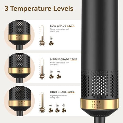 JINYAWA 5-in-1 Blow Dryer Brush & Air Styler Complete Set: Hair Dryer Brush, Hot Air Brush, Air Curler & Air Curling Wrap Hair Styling Tools for Straight, Curl, Dry, Smooth Styling as Gift Avelisse