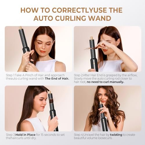 JINYAWA 5-in-1 Blow Dryer Brush & Air Styler Complete Set: Hair Dryer Brush, Hot Air Brush, Air Curler & Air Curling Wrap Hair Styling Tools for Straight, Curl, Dry, Smooth Styling as Gift Avelisse