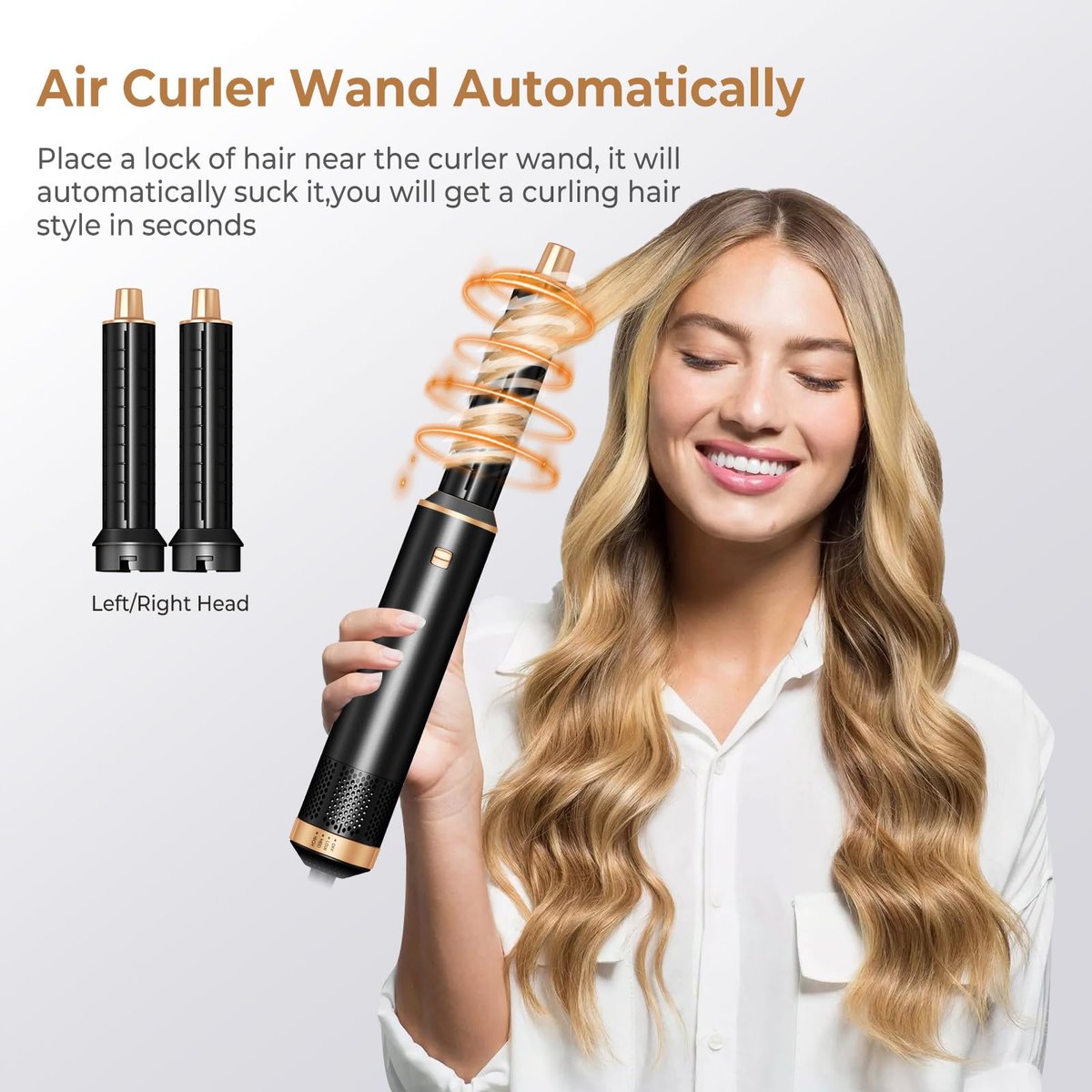JINYAWA 5-in-1 Blow Dryer Brush & Air Styler Complete Set: Hair Dryer Brush, Hot Air Brush, Air Curler & Air Curling Wrap Hair Styling Tools for Straight, Curl, Dry, Smooth Styling as Gift Avelisse