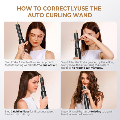 JINYAWA 5-in-1 Blow Dryer Brush & Air Styler Complete Set: Hair Dryer Brush, Hot Air Brush, Air Curler & Air Curling Wrap Hair Styling Tools for Straight, Curl, Dry, Smooth Styling as Gift Avelisse