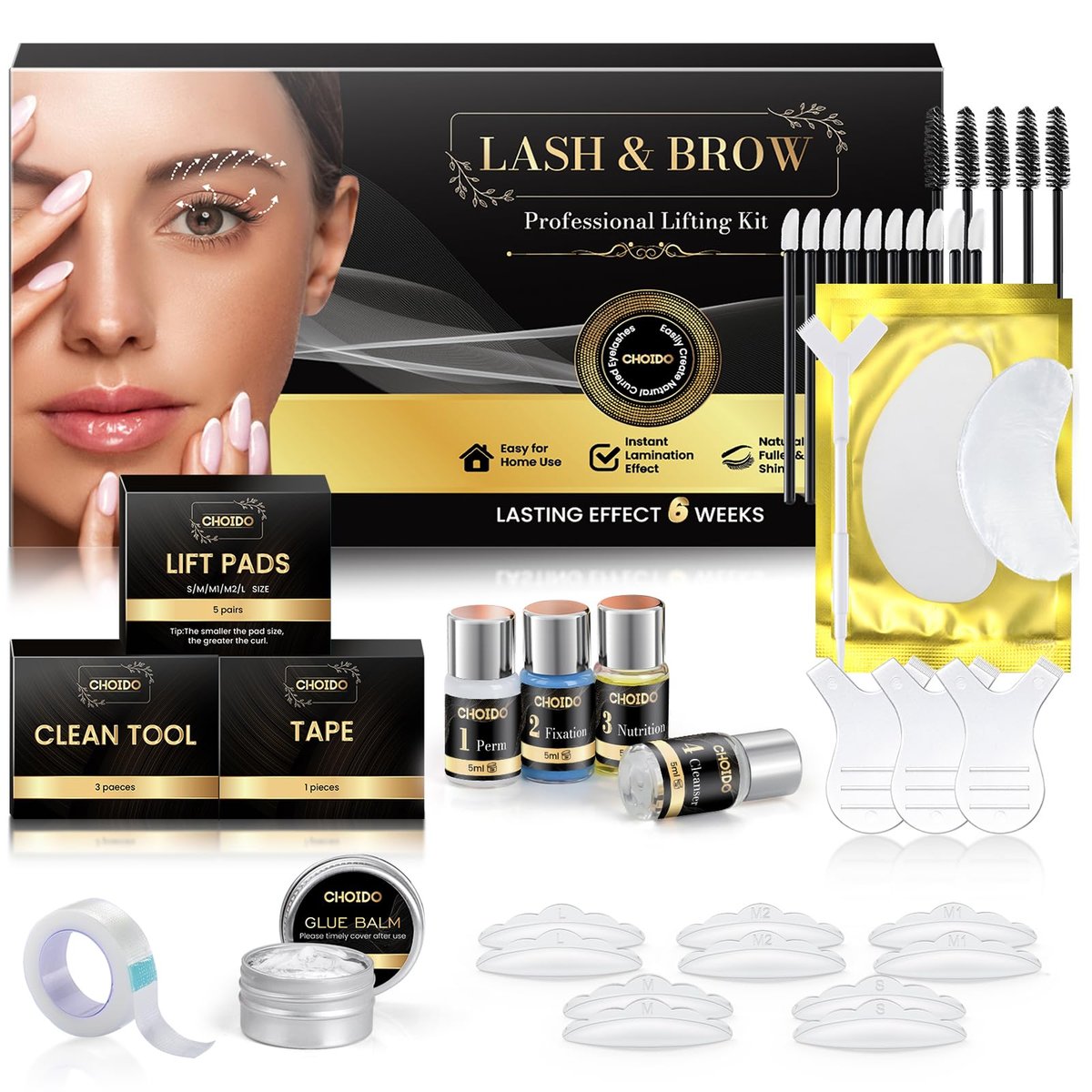 2 in 1 Professional Lash Lift Kit & Eyebrow Lamination Kit | Choido | DIY Eyelash Perm & Curling Kit for Home or Salon | Lasts 6-8 Weeks Avelisse