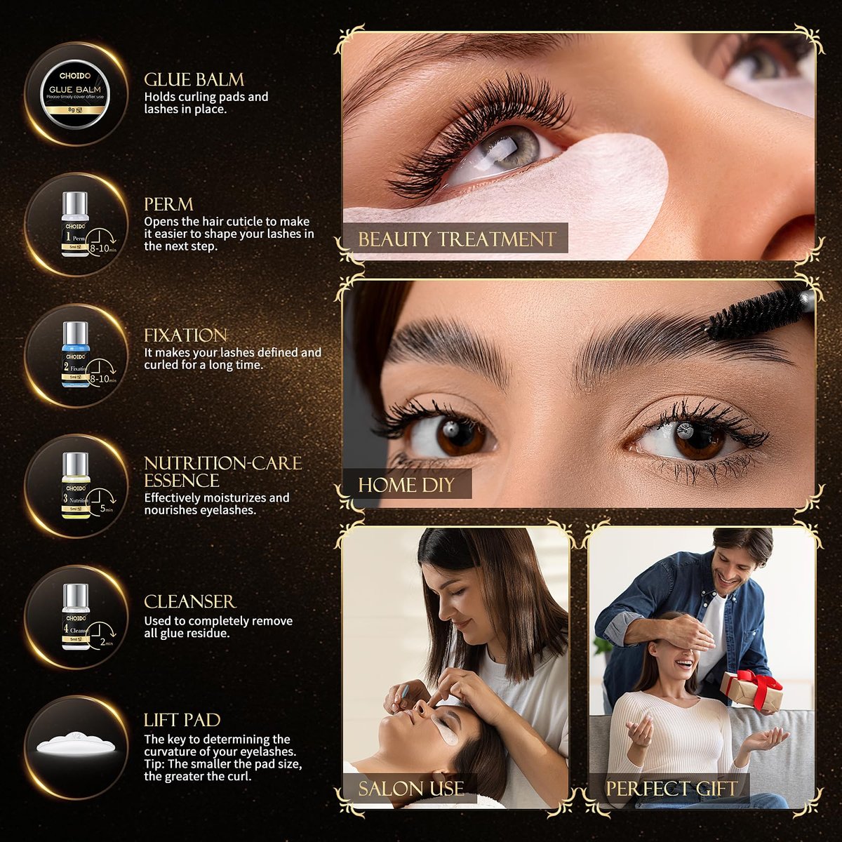 2 in 1 Professional Lash Lift Kit & Eyebrow Lamination Kit | Choido | DIY Eyelash Perm & Curling Kit for Home or Salon | Lasts 6-8 Weeks Avelisse