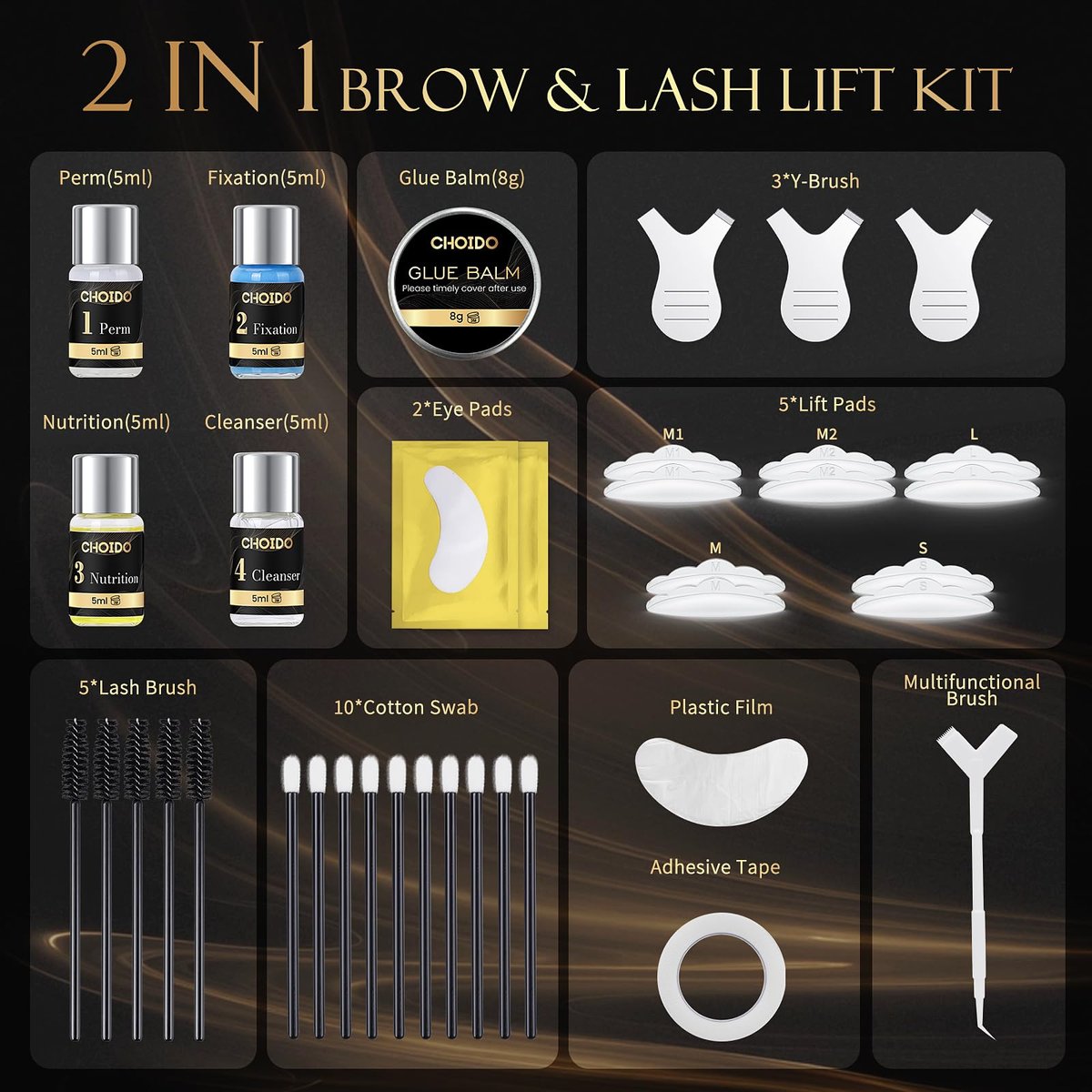 2 in 1 Professional Lash Lift Kit & Eyebrow Lamination Kit | Choido | DIY Eyelash Perm & Curling Kit for Home or Salon | Lasts 6-8 Weeks Avelisse
