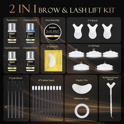 2 in 1 Professional Lash Lift Kit & Eyebrow Lamination Kit | Choido | DIY Eyelash Perm & Curling Kit for Home or Salon | Lasts 6-8 Weeks Avelisse