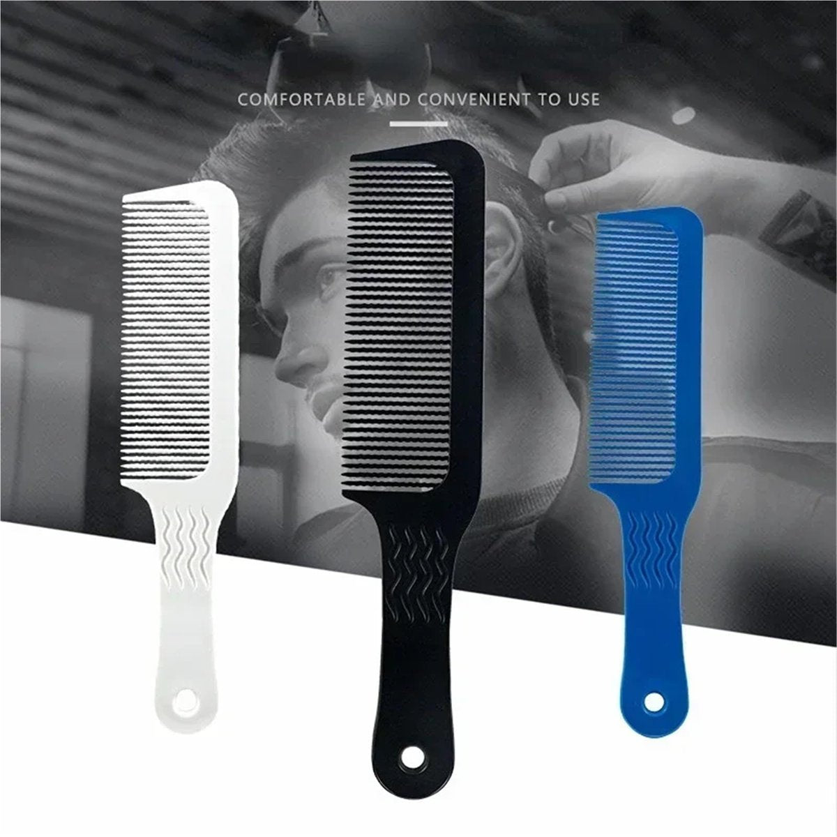 3-Piece Professional Flat Top Hair Cutting Comb Set for Men – Wide Tooth Barber Comb (Green) - görsel 5