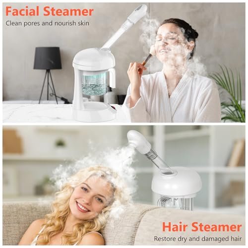 TASALON Facial Steamer - Ozone Face Steamer for Deep Cleaning, Portable Nano Ionic Steamer with Removable Water Tank for Home Spa Avelisse