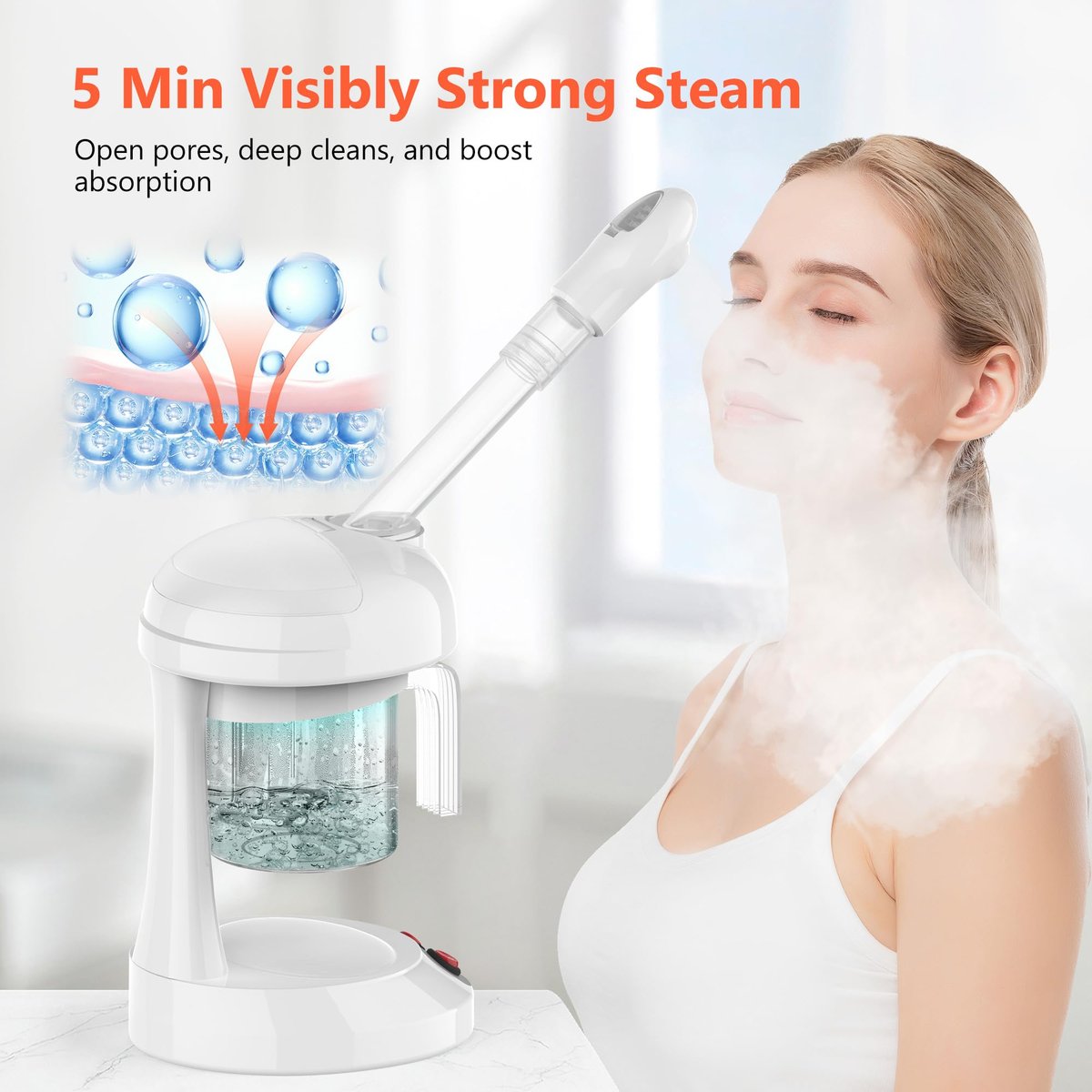 TASALON Facial Steamer - Ozone Face Steamer for Deep Cleaning, Portable Nano Ionic Steamer with Removable Water Tank for Home Spa Avelisse