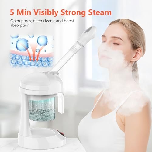 TASALON Facial Steamer - Ozone Face Steamer for Deep Cleaning, Portable Nano Ionic Steamer with Removable Water Tank for Home Spa Avelisse