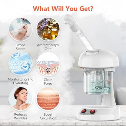TASALON Facial Steamer - Ozone Face Steamer for Deep Cleaning, Portable Nano Ionic Steamer with Removable Water Tank for Home Spa Avelisse
