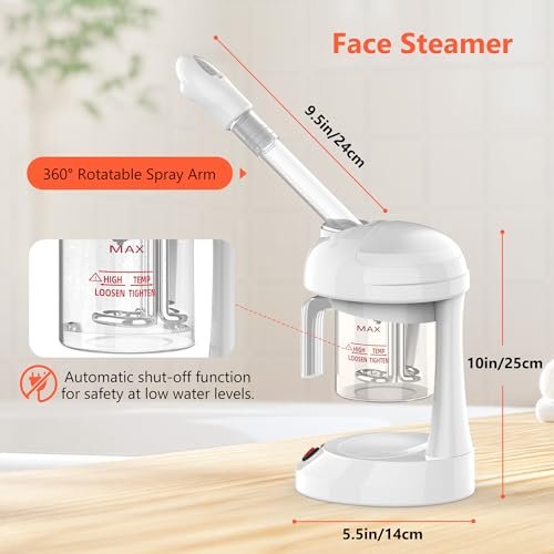 TASALON Facial Steamer - Ozone Face Steamer for Deep Cleaning, Portable Nano Ionic Steamer with Removable Water Tank for Home Spa Avelisse