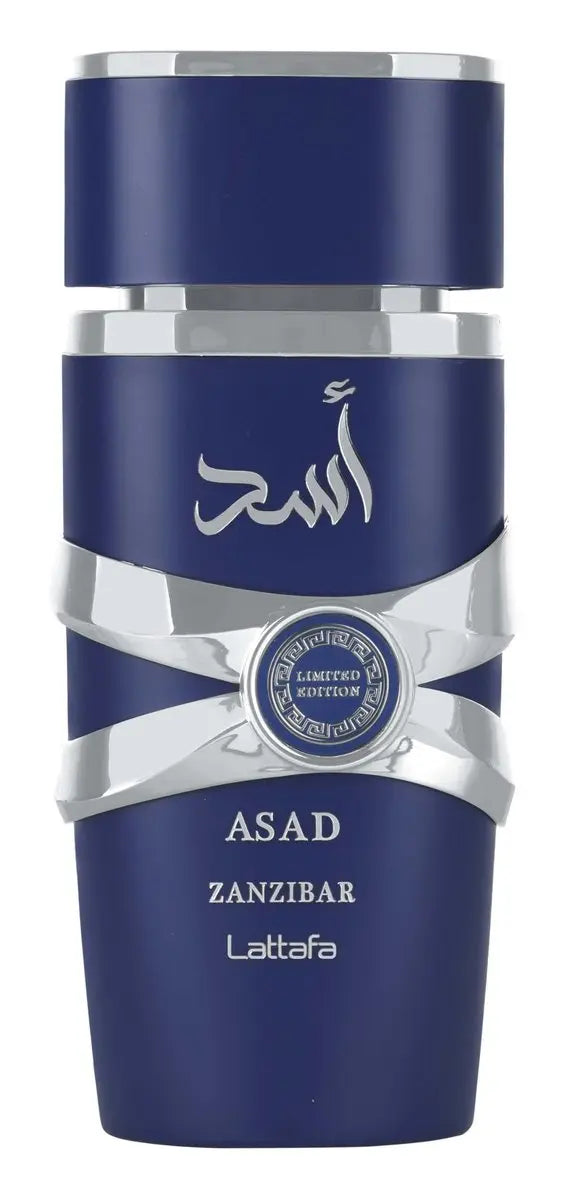 Lattafa Asad Zanzibar Limited Edition Eau de Parfum for Men – Aquatic, Spicy, Woody & Amber Notes, Long-Lasting, 3.4 oz / 100 ml Avelisse