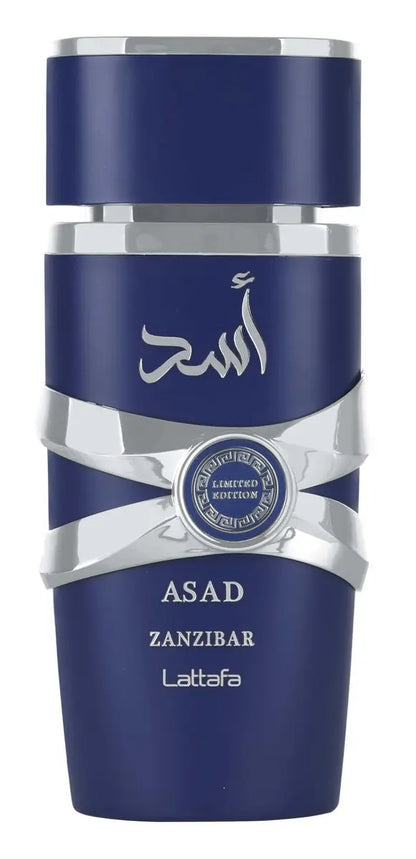 Lattafa Asad Zanzibar Limited Edition Eau de Parfum for Men – Aquatic, Spicy, Woody & Amber Notes, Long-Lasting, 3.4 oz / 100 ml Avelisse