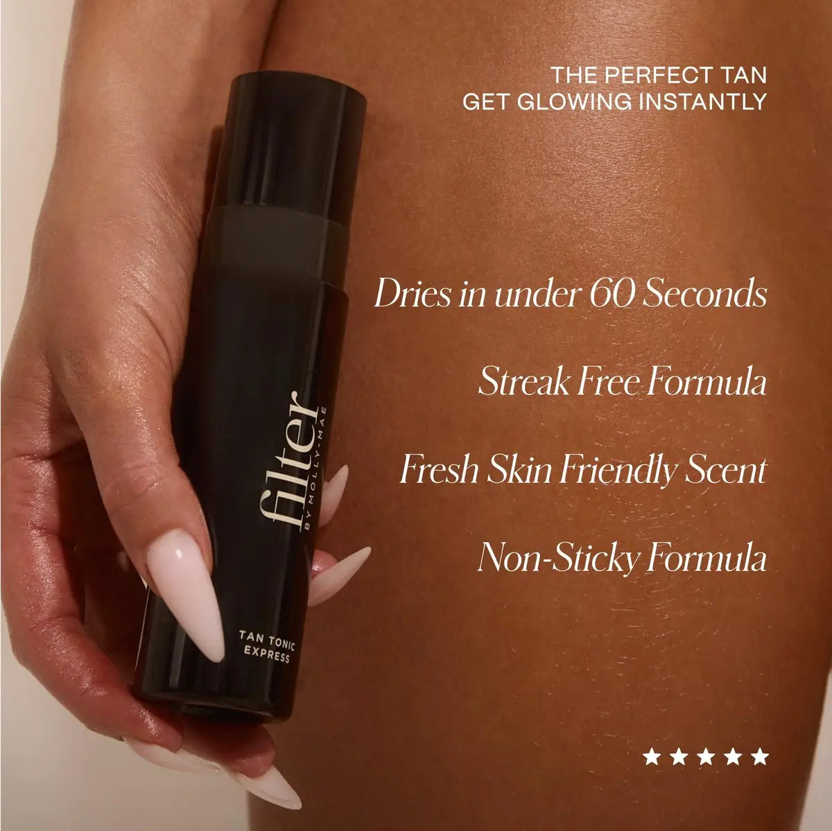 Filter by Molly-Mae Tan Tonic Express – 100ml Instant Tanning Water for Face & Body | Golden, Streak-Free Glow | Fast-Drying Self Tanner | Dries in Under 60 Seconds Avelisse