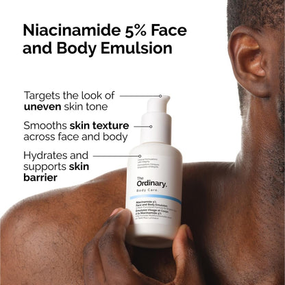 The Ordinary Face & Body Set: Niacinamide 5% Face & Body Emulsion, Natural Moisturizing Factors + Inulin Body Lotion, and Natural Moisturizing Factors + Hyaluronic Acid Avelisse