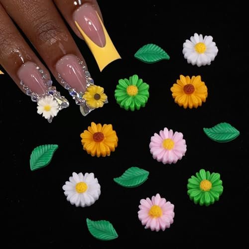 FNKFNK Ladybug Nail Charms - 100Pcs Cute Insect Nail Art Rhinestones, 3D Resin Flat Back Flower & Leaf Nail Gems for Spring Summer Manicure DIY Craft - görsel 8