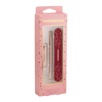 Tweezerman Vintage Rose Manicure Gift Set - Professional Nail Care Kit