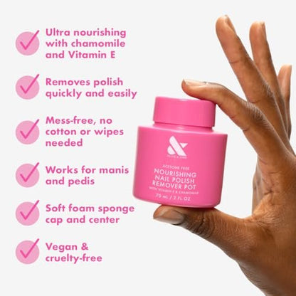Olive & June Nourishing Remover Pot | Non-Acetone, No-Mess Nail Polish Removal with Vitamin E & Chamomile | Vegan & Cruelty-Free