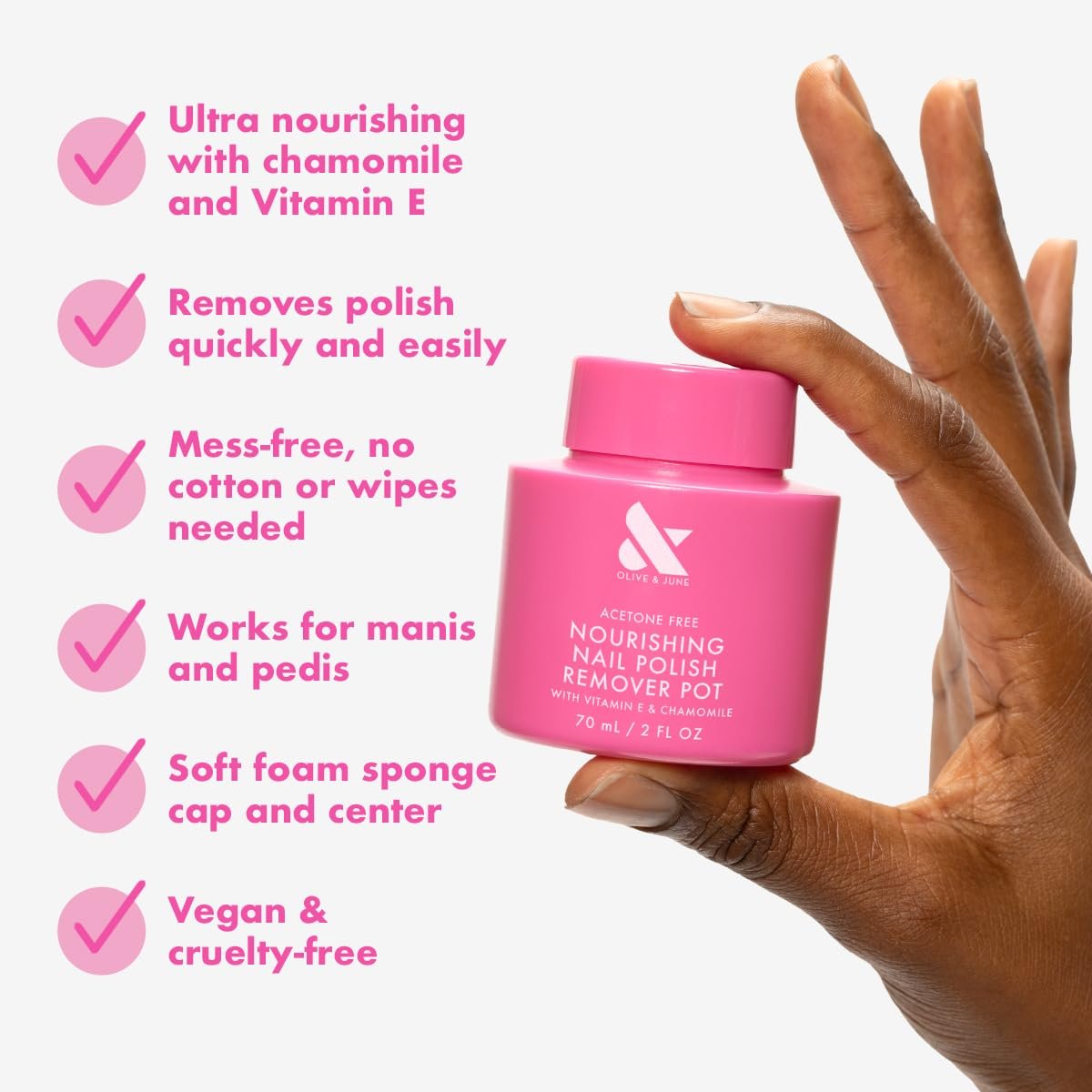 Olive & June Nourishing Remover Pot | Non-Acetone, No-Mess Nail Polish Removal with Vitamin E & Chamomile | Vegan & Cruelty-Free - görsel 5