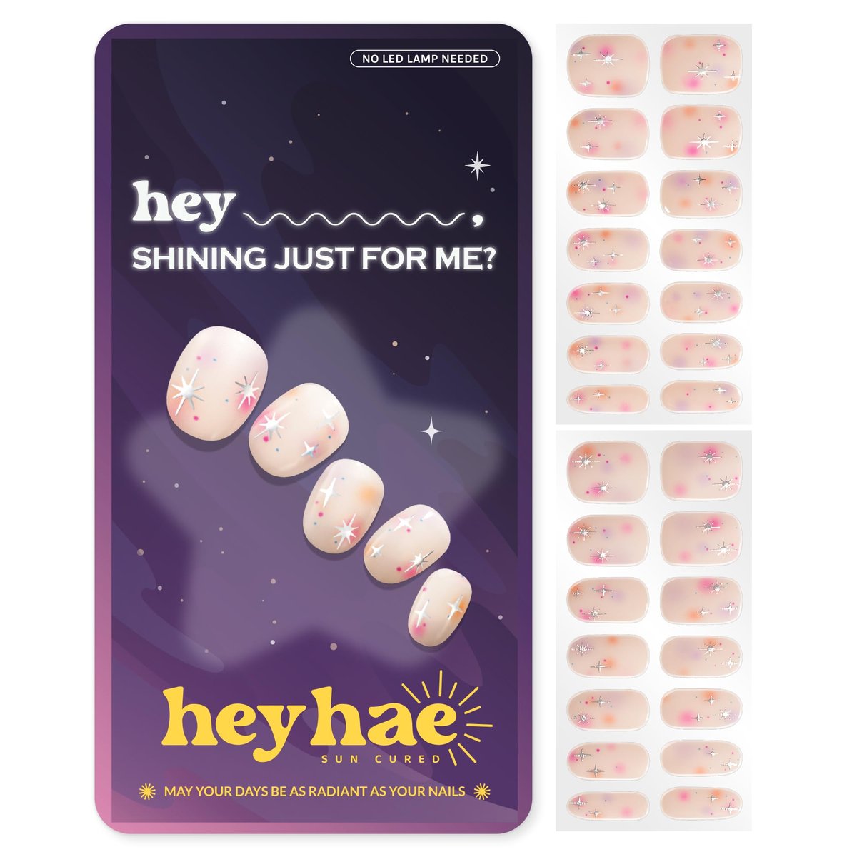 Heyhae Semi Cured Gel Nail Strips - Summer Aura Pink, No LED Lamp Needed, Easy Apply & Remove, Salon Quality, 28 Strips + Prep Pads + Nail File + Wooden Stick - görsel 1