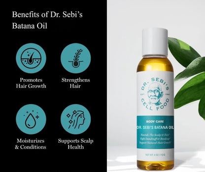 Dr. Sebi’s Batana Oil for Hair Growth – 100% Natural Hair Oil with Coconut and Olive – Supports Scalp Health and Stronger Hair – Plant-Based Formula – 1 Month Supply (4 fl oz) Avelisse