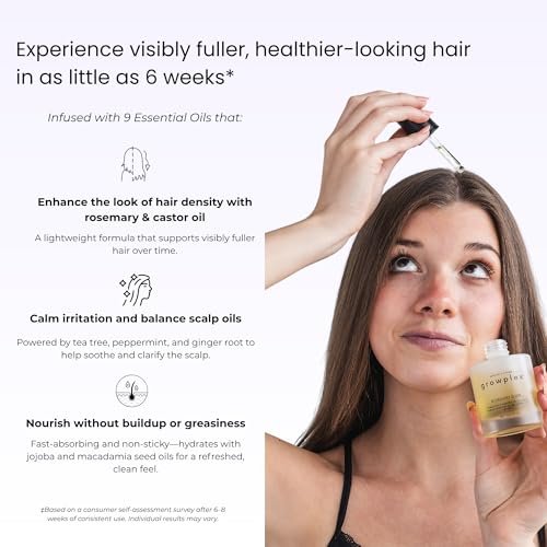 Growplex Rosemary Elixir – Daily Scalp Oil with 9 Essential Oils – Lightweight, Non-Greasy Formula for a Healthy-Looking Scalp – For Men & Women – 2oz Avelisse