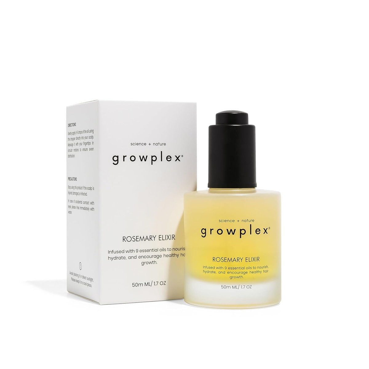 Growplex Rosemary Elixir – Daily Scalp Oil with 9 Essential Oils – Lightweight, Non-Greasy Formula for a Healthy-Looking Scalp – For Men & Women – 2oz Avelisse