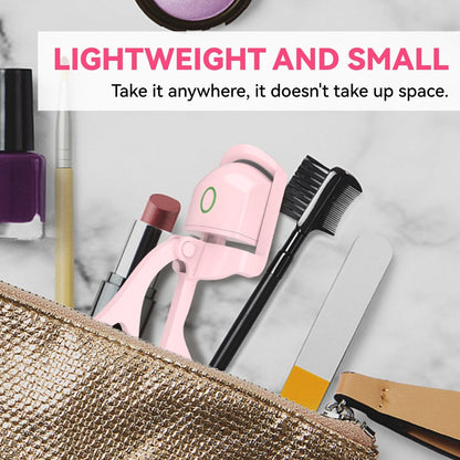 Heated Eyelash Curler - USB Rechargeable Electric Lash Curler for Long-Lasting Natural Curl - Light Pink Avelisse